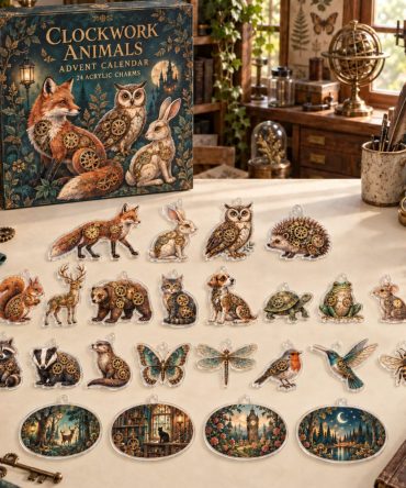 Clockwork Animals 24-Day Mechanical Menagerie Calendar — 24 Acrylic Steampunk Animal Charms For Collectors & Gifts