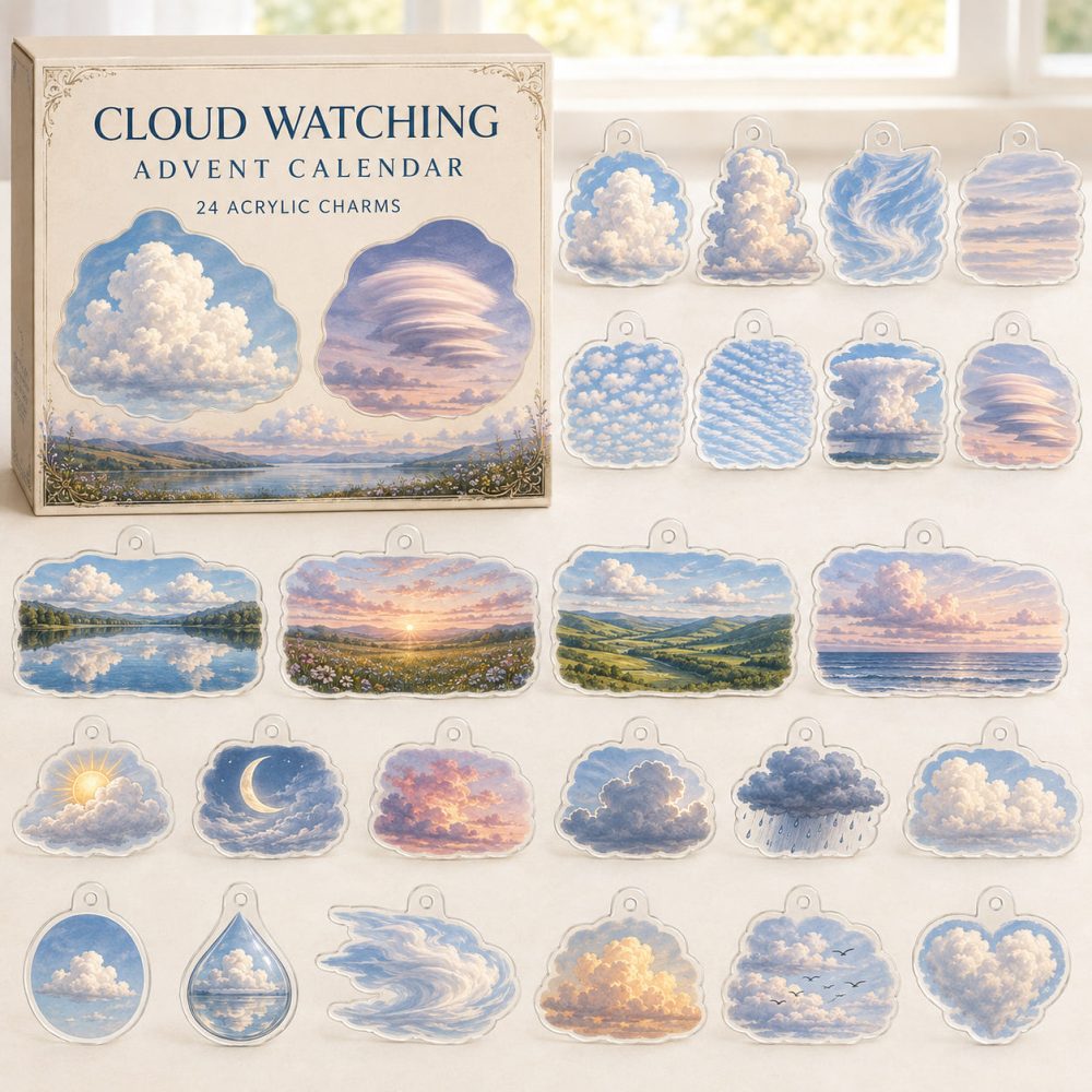 24-Day Acrylic Charm Countdown Inspired By Cloud Watching — Dreamy Sky-Themed Charm Set, Ideal Gift For Nature & Relaxation Fans