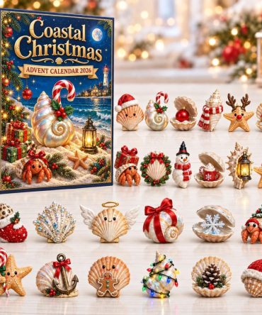 Coastal Christmas Holiday Countdown Calendar 2026 — 24 Nautical Acrylic Charms, Beach-Themed Christmas Gift & Ocean Ornament Set