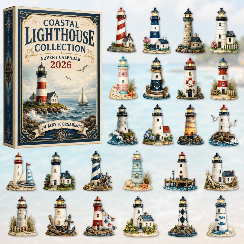 Lighthouse 2026 Advent Calendar – 24-Day Acrylic Charm Countdown With Coastal Beacon Designs, Perfect Holiday Gift