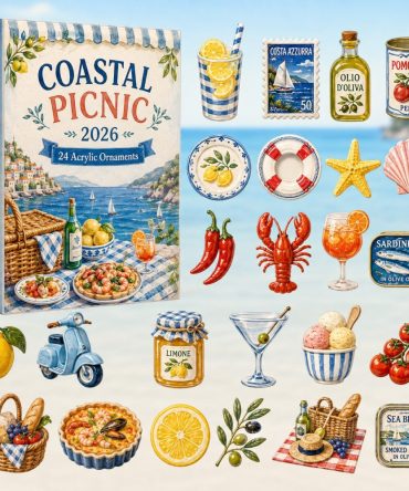 Beach Picnic 2026 Advent Calendar – 24-Day Acrylic Charm Countdown Featuring Coastal Picnic Scenes, Ready To Gift