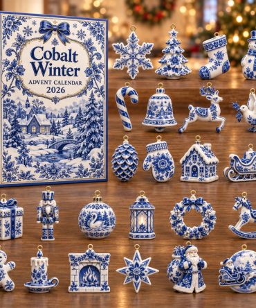 2026 Cobalt Winter Countdown — 24-Day Deep Blue Advent Display With Stylish Acrylic Charms, Modern Holiday Decor & Gift Idea