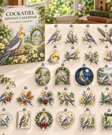 Cockatiel Holiday Countdown 2026 - 24 Charming Cockatiel Acrylic Charms, Reusable Bird-Themed Advent Gift For Kids & Collectors