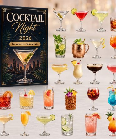 Cocktail Night Countdown Calendar — 24 Mixology Acrylic Charms, Gift Set For Home Bartenders & Party Lovers Holiday 2026