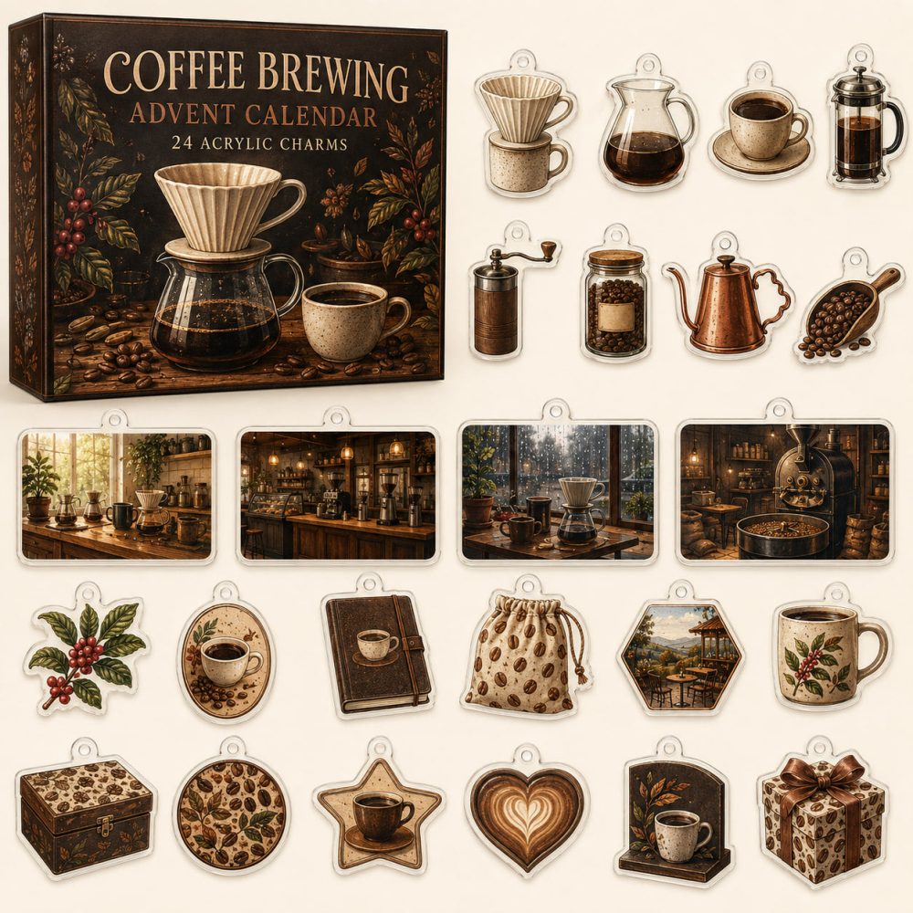 24-Day Coffee Brewing Charm Countdown: Barista-Inspired Acrylic Charms Featuring Espresso, Pour-Over & Beans — Perfect Gift For Coffee Fans