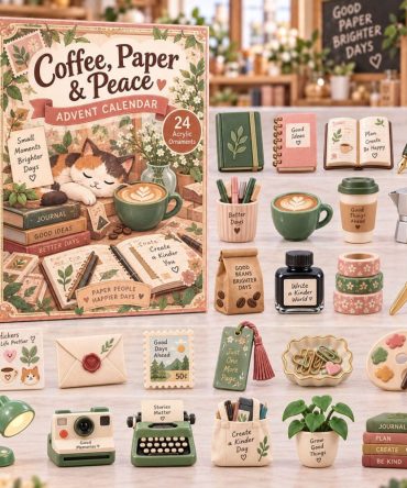 2026 Coffee & Paper Peace Charm Countdown - 24 Cozy Coffee-Themed Acrylic Charms, Relaxing Holiday Advent Gift For Crafters