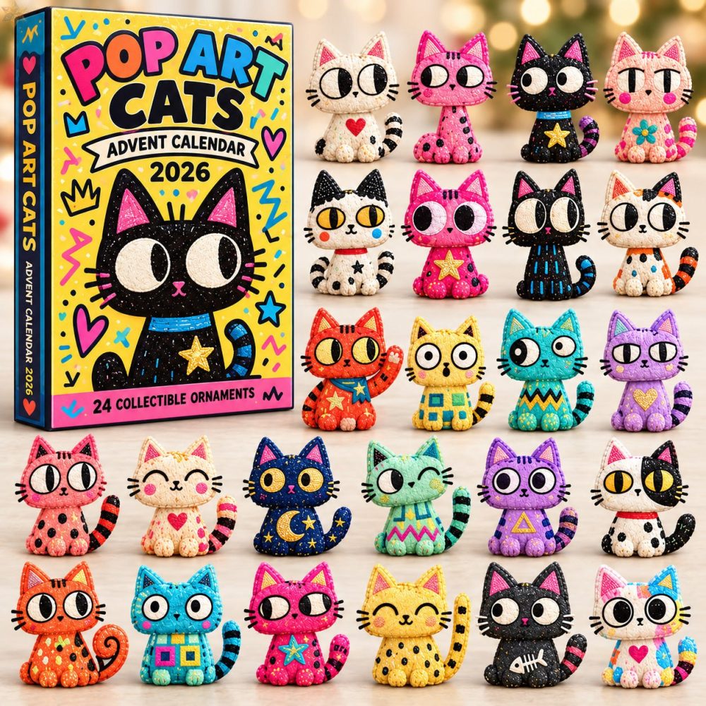 Colorful Cats Countdown Calendar - 24 Acrylic Cat Charms For 2026 Holiday Advent, Vibrant Kitty Gift Set