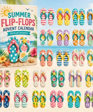 Colorful Flip-Flops 2026 Advent Calendar — 24-Day Beach Vibes Acrylic Charms, Summer Shoes Themed Countdown Gift For Fun Lovers