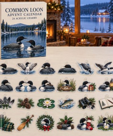 Common Loon Advent Calendar - 24 Acrylic Charms, Rustic Lake Bird Ornaments For Holiday Countdown & Gifts For Nature Enthusiasts