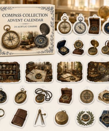 Compass Collector Advent Calendar — 24 Acrylic Navigation Charms For Travelers & Explorers , Adventure Gift Countdown Set