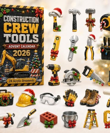 Construction Crew Tools 24-Day Advent Countdown — 2026 Kids’ Acrylic Charm Calendar, Builder-Themed Holiday Gift & Stocking Stuffer