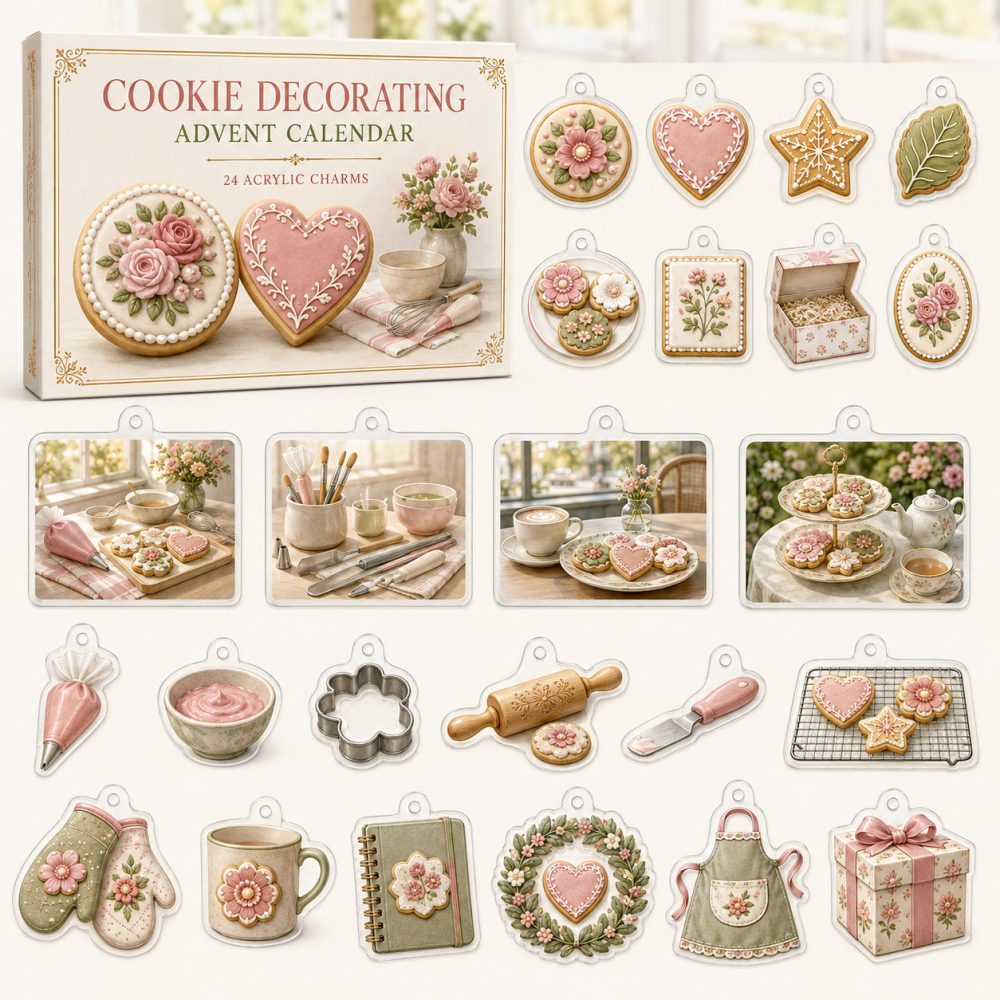Cookie Decorating Holiday Countdown — 24 Acrylic Baking Charms, Fun Diy Decorating Gift Box For Kids & Bakers