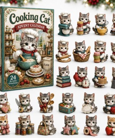 Cooking Cat 2026 Advent Calendar — 24-Day Feline Chef Acrylic Charms, Cute Cat Baker Countdown Gift For Cat & Food Lovers