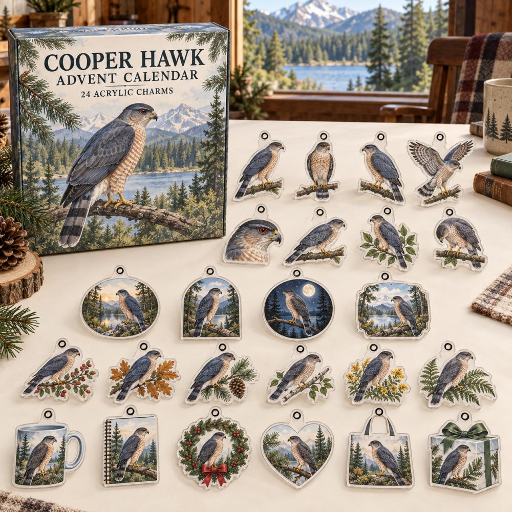 Cooper'S Hawk 24-Day Charm Countdown — Vibrant Acrylic Cooper Hawk Charms For Advent, Ornaments & Gifts , Collector-Ready Holiday Set