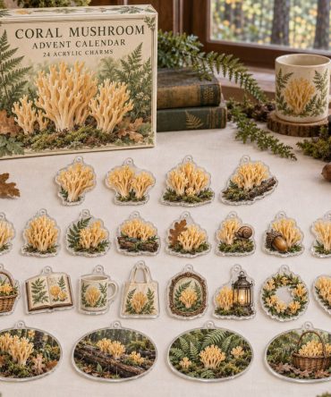 2026 Coral Mushroom Advent Calendar — 24 Colorful Acrylic Mushroom Charms, Ocean-Inspired Holiday Countdown Decor