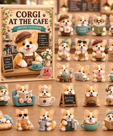 Corgi Cafe 24-Day Holiday Countdown — 2026 Acrylic Charm Advent Calendar, Cute Dog-Themed Collectible & Gift Idea