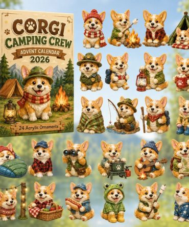 Corgi Camping 2026 Advent Calendar — 24-Day Outdoor Camping Acrylic Charms, Adventure-Themed Dog Lover Countdown Keepsake Gift