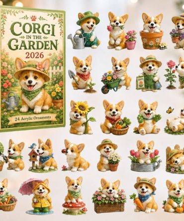 Corgi Garden 2026 Advent Calendar — 24-Day Floral & Garden Acrylic Charms, Cute Plant-Lover Corgi Countdown Gift