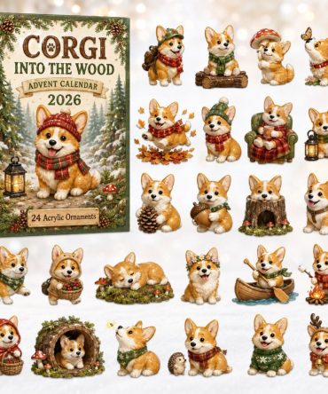Corgi Woodland 2026 Advent Calendar — 24-Day Forest Adventure Acrylic Charms, Nature-Themed Corgi Countdown Gift And Keepsake