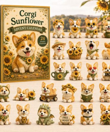 2026 Sunflower Corgi Advent Calendar — 24-Day Bright Countdown With Sunflower Acrylic Charms, Happy Holiday Gift For Corgi Fans
