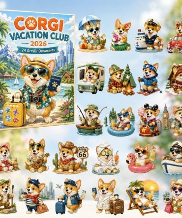 Corgi Vacation 2026 Advent Calendar — 24-Day Travel & Beach-Themed Acrylic Charms, Cute Dog Lover Countdown Gift With Collectible Tokens