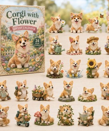2026 Corgi With Flower Advent Calendar — 24-Day Cheerful Countdown With Floral Acrylic Charms, Gift For Corgi Enthusiasts