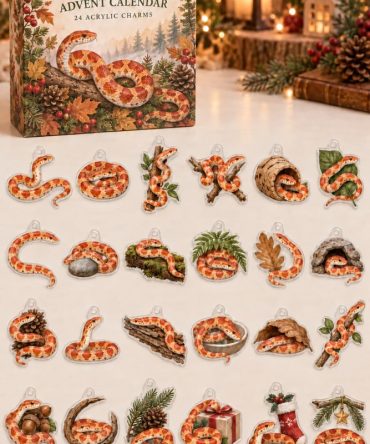 Corn Snake Advent Countdown — 24 Vivid Acrylic Snake Charms, Reptile-Lover 2026 Holiday Gift & Collectible Countdown Set