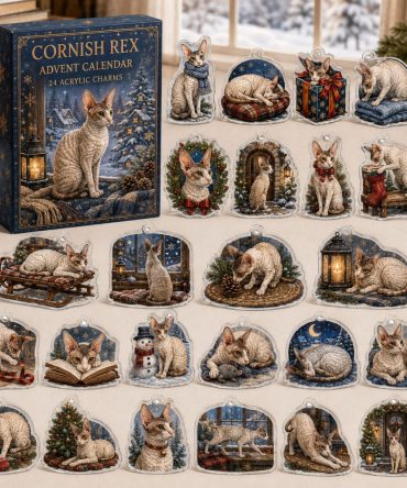 Cornish Rex Holiday Advent Calendar With 24 Acrylic Charms — Festive Cat-Lover Gift & Collectible Seasonal Keepsake