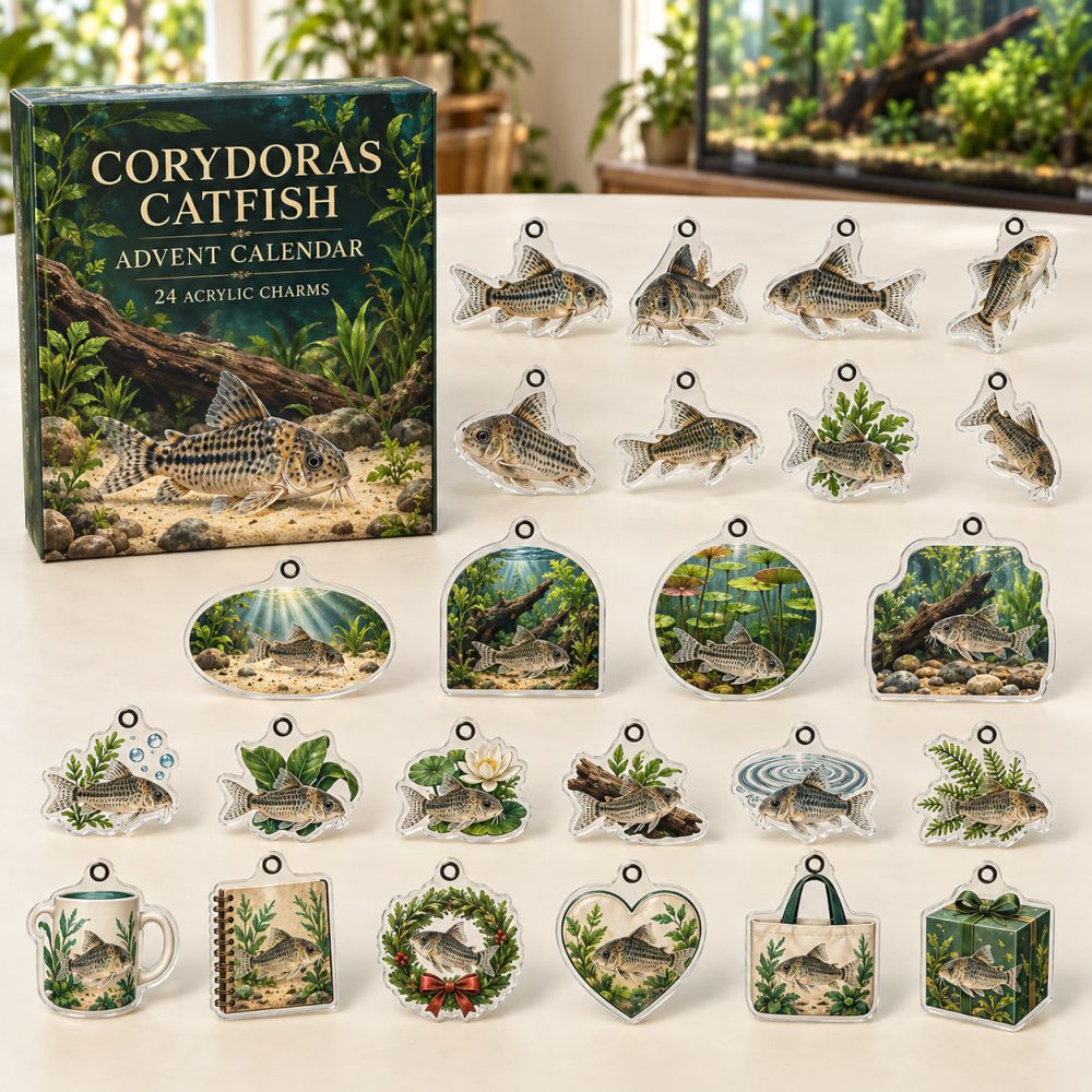 Corydoras Catfish Advent Collection — 24 Cute Acrylic Charms For Cory Fans , Holiday Countdown & Gift Set