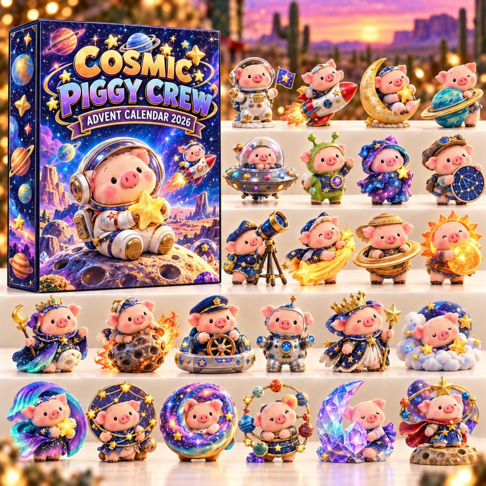Cosmic Piggy Crew 2026 Advent Calendar — 24-Day Space-Themed Acrylic Charms, Cute Collectible Countdown Gift, Limited Edition