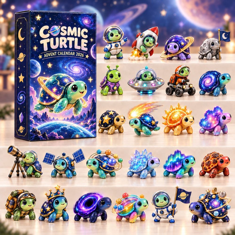 Cosmic Turtle Space Countdown Calendar - 24 Acrylic Turtle Charms For 2026 Holiday Advent, Cute Galaxy Gift