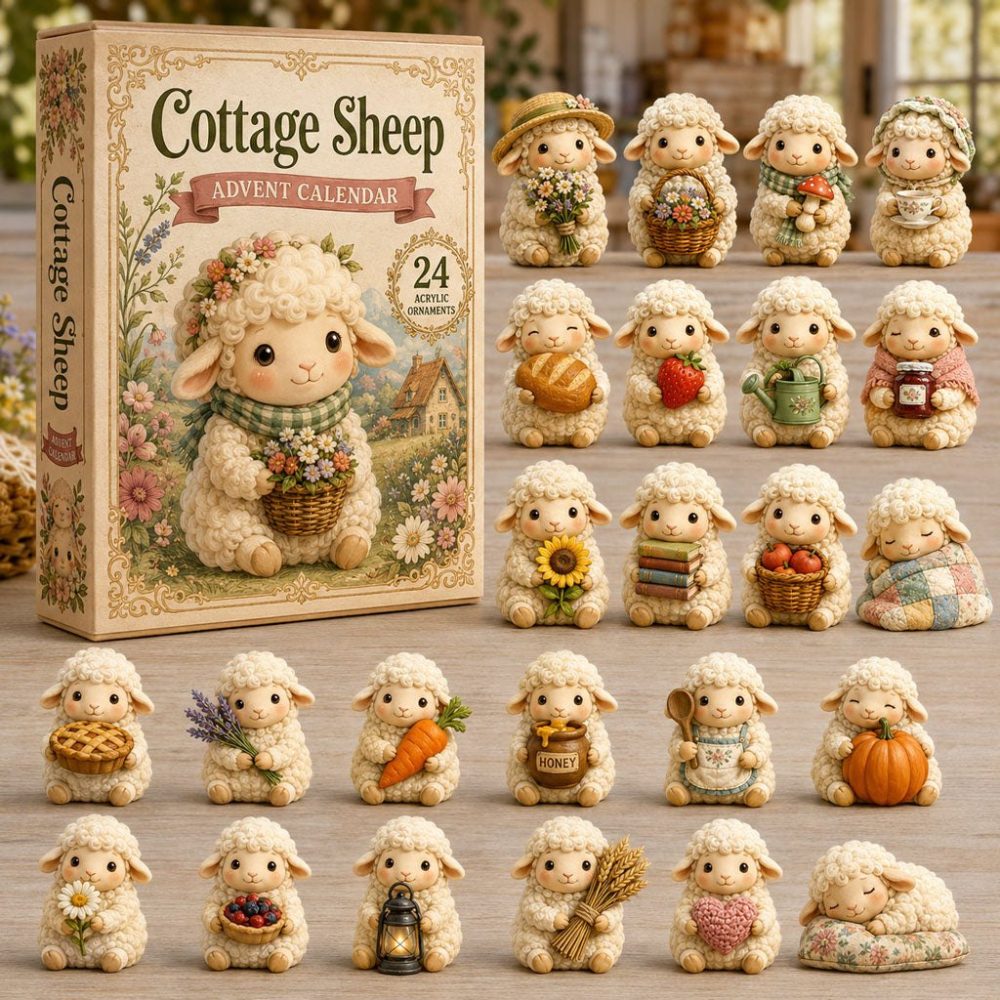 2026 Cottage Sheep Holiday Countdown Calendar — 24-Day Acrylic Charm Advent Set, Rustic Farmhouse Decor & Gift For Animal Lovers