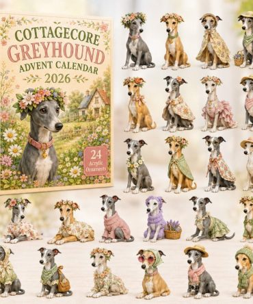 2026 Cottagecore Greyhound Charm Calendar - 24 Acrylic Surprises, Pastoral Aesthetic Countdown Gift For Dog Lovers
