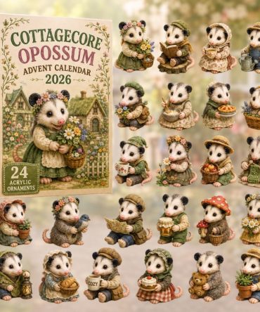 2026 Cottagecore Opossum Advent Calendar - 24-Day Acrylic Charm Countdown, Whimsical Woodland Holiday Gift & Decor