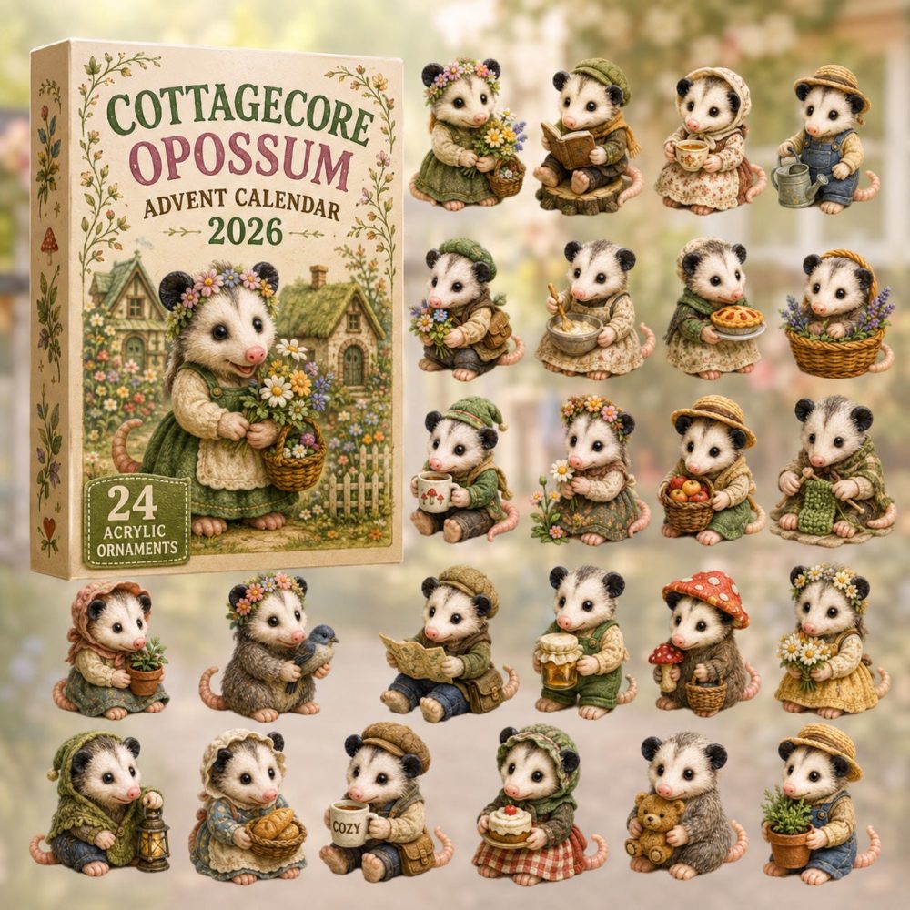 2026 Cottagecore Opossum Advent Calendar - 24-Day Acrylic Charm Countdown, Whimsical Woodland Holiday Gift & Decor