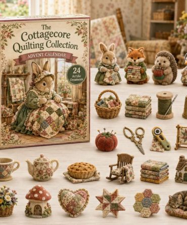 Cottagecore Quilting 2026 Countdown — 24-Day Acrylic Charm Advent For Quilters, Rustic Craft Gift With Keepsake Box