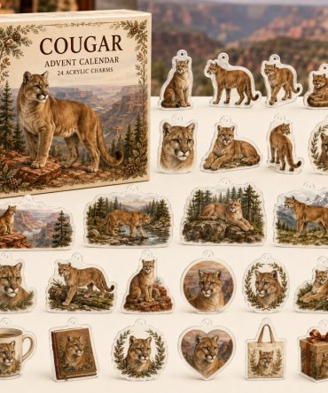 Cougar Holiday Countdown Collection — 24 Sleek Acrylic Wildlife Charms For Advent, Collector Gifts & Unique Stocking Stuffers