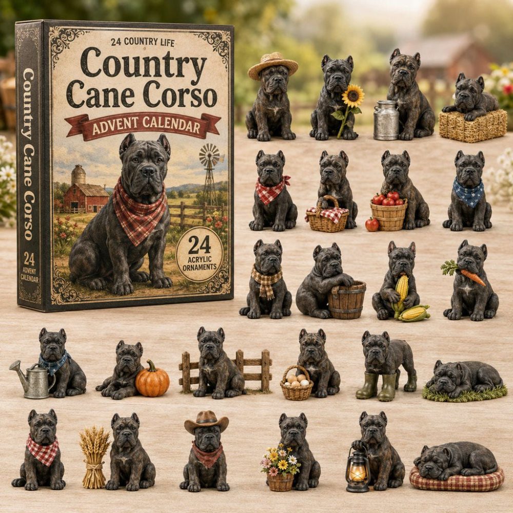 Country Cane Corso 24-Day Advent Calendar 2026 — Acrylic Italian Mastiff Charms, Rustic Pet-Lover Holiday Gift & Collector'S Keepsake