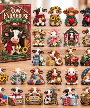 2026 Country Cow Farmhouse Countdown — 24-Day Rustic Advent Set With Cute Acrylic Cow Charms, Charming Barnyard Holiday Decor