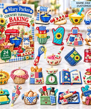2026 Country Farmhouse Baking Advent Calendar - 24-Day Rustic Baking Countdown With Acrylic Charms, Cozy Kitchen Surprises