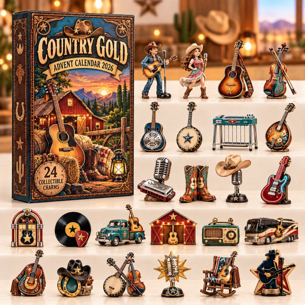 2026 Country Gold Holiday Advent Calendar - 24 Acrylic Western Charms, Luxury Country Gifts & Daily Countdown