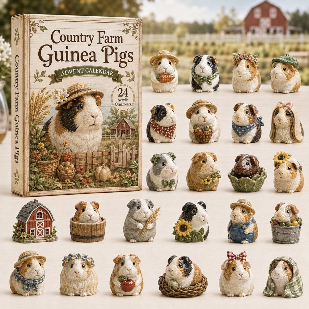 Country Guinea Pig 2026 Countdown Calendar — 24-Day Acrylic Charm Advent, Cute Farm Pet Gifts & Collectibles