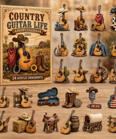 Country Guitar Life Blue Advent Calendar 2026 — 24 Musical Days With Acoustic Guitar Acrylic Charms & Rustic Holiday Surprises