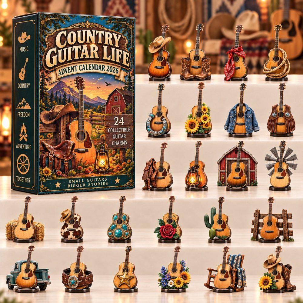 2026 Country Guitar Holiday Advent Calendar - 24 Acrylic Guitar Charms Collector Set, Daily Countdown Gifts