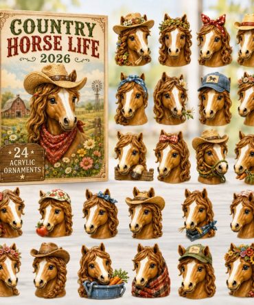 2026 Country Horse Life Advent Calendar - 24-Day Acrylic Charm Countdown, Equestrian Holiday Gift & Rustic Farmhouse Decor