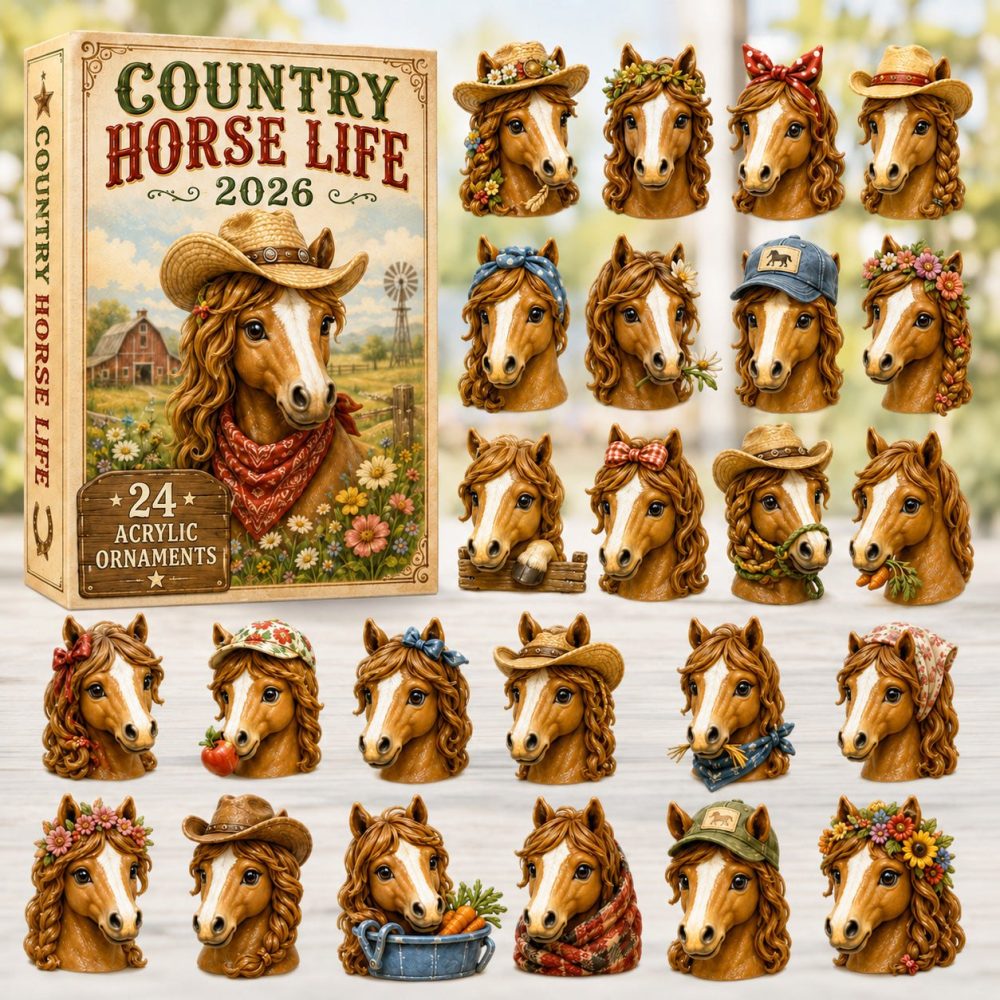 2026 Country Horse Life Advent Calendar - 24-Day Acrylic Charm Countdown, Equestrian Holiday Gift & Rustic Farmhouse Decor