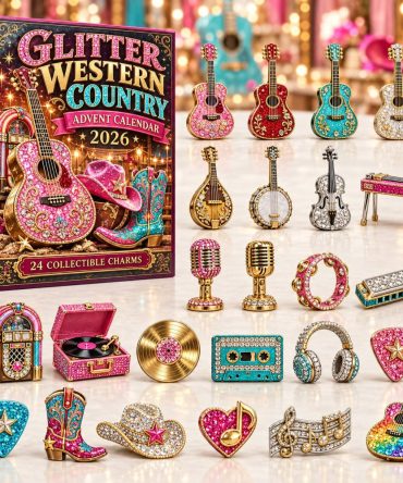 2026 Glitter Western Country 24-Day Advent Countdown With Shimmer Acrylic Charms - Cowgirl & Cowboy Holiday Stocking Gift Calendar