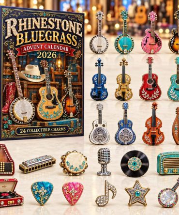 2026 Rhinestone Bluegrass 24-Day Advent Countdown With Sparkling Acrylic Charms - Country Music Holiday Gift Calendar