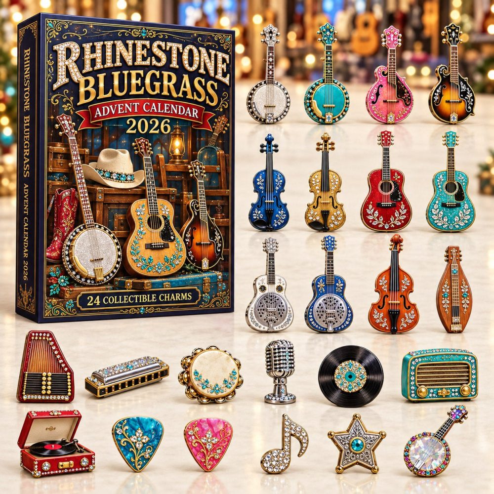 2026 Rhinestone Bluegrass 24-Day Advent Countdown With Sparkling Acrylic Charms - Country Music Holiday Gift Calendar