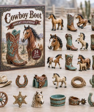 Classic Cowboy Boots Advent Calendar 2026 — 24-Day Western Charm Countdown With Acrylic Trinkets, Gift-Ready